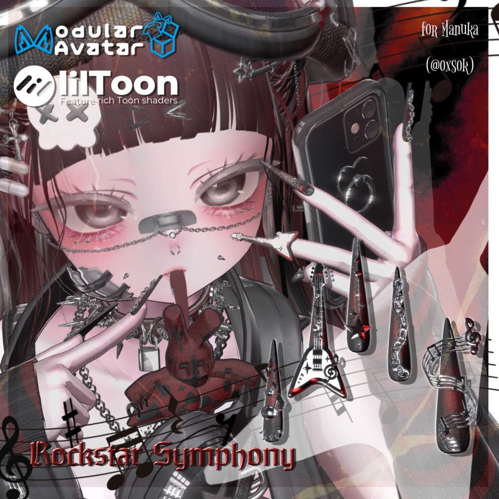 18アバター対応🎸✨Rockstar Symphony Long Nail【MA対応】