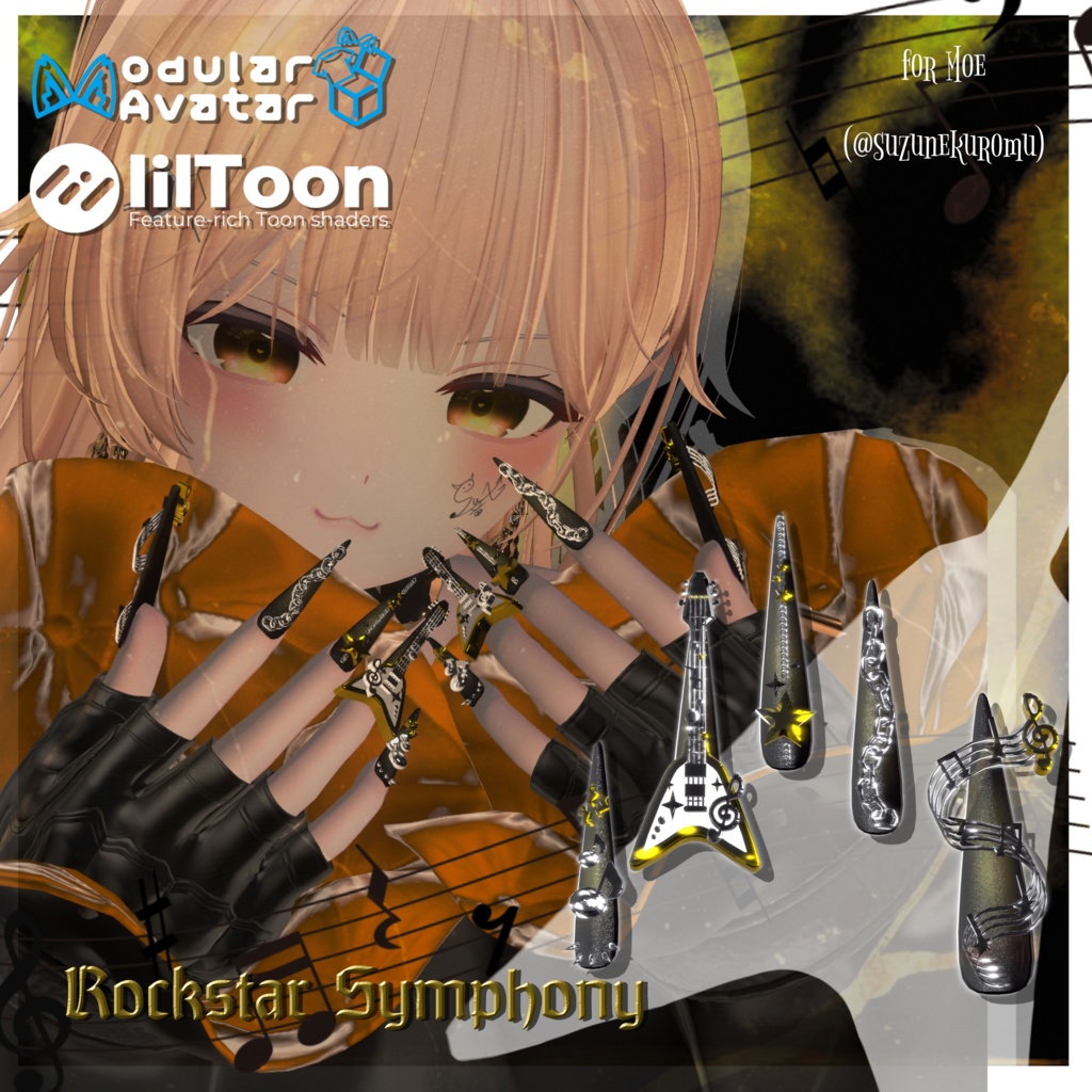 18アバター対応🎸✨Rockstar Symphony Long Nail【MA対応】