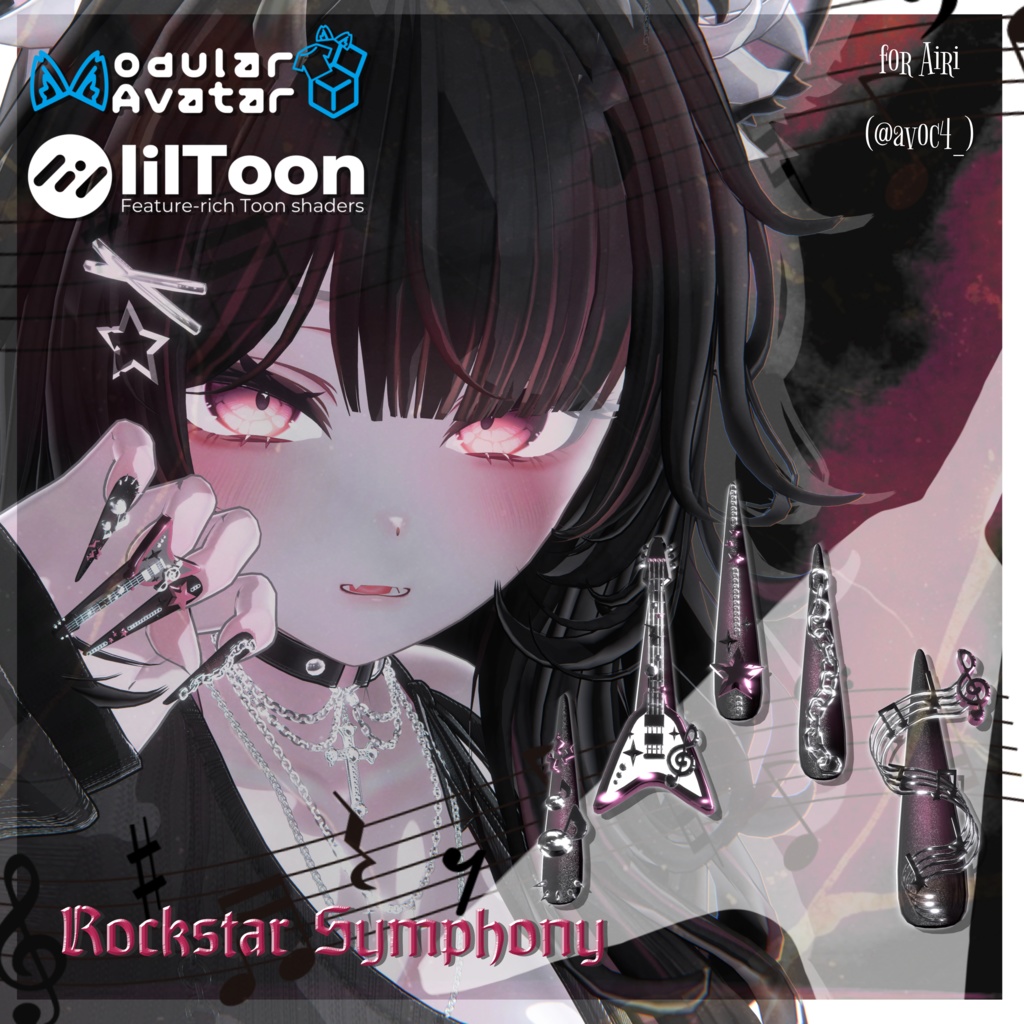 18アバター対応🎸✨Rockstar Symphony Long Nail【MA対応】