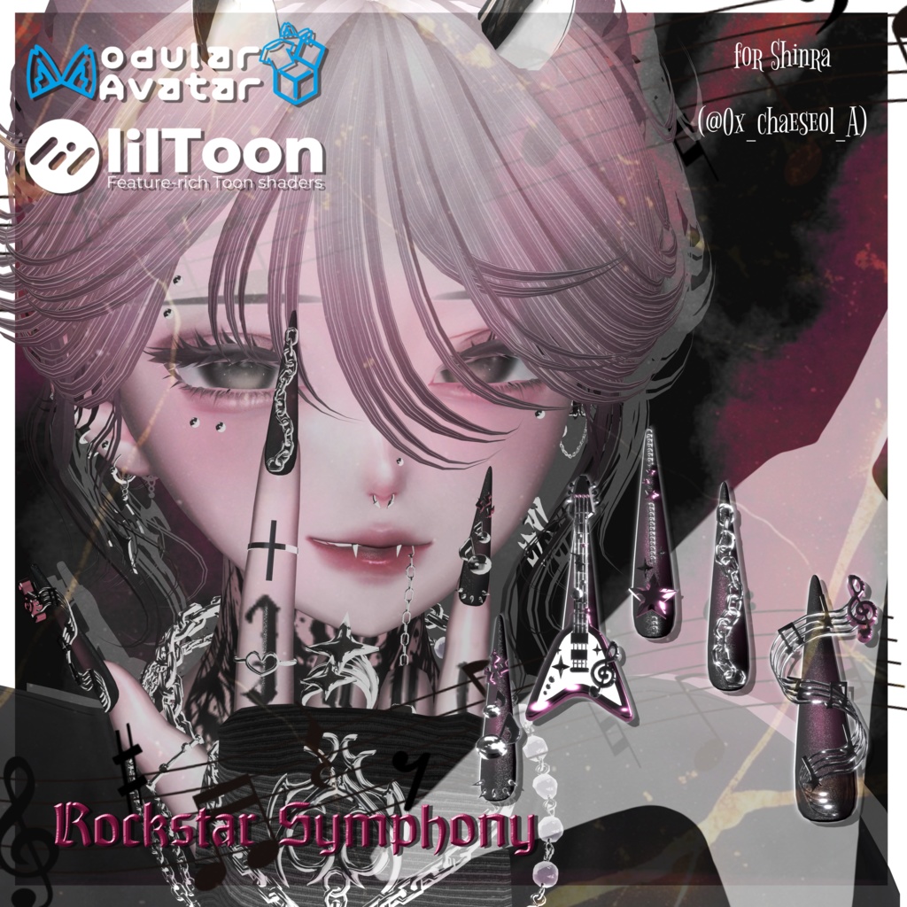 18アバター対応🎸✨Rockstar Symphony Long Nail【MA対応】