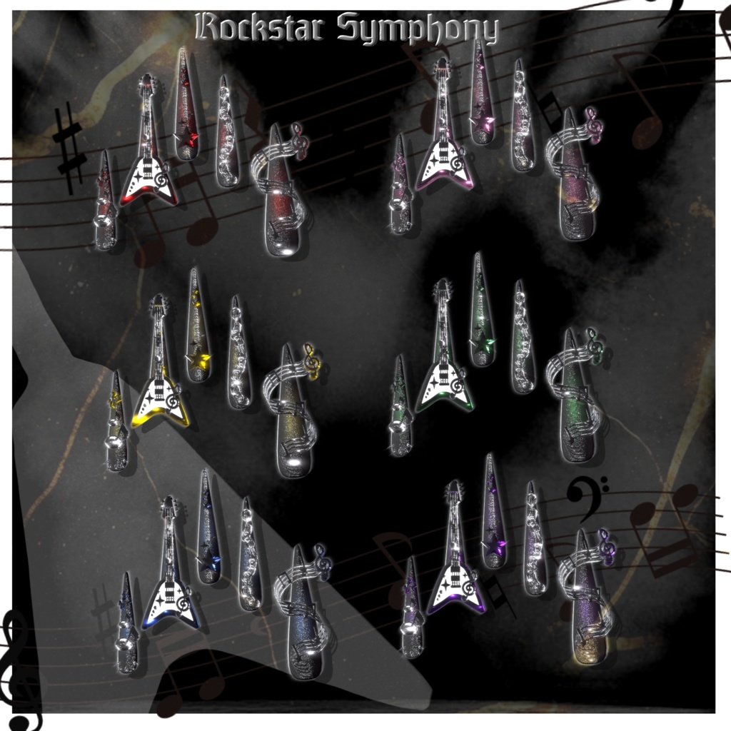 18アバター対応🎸✨Rockstar Symphony Long Nail【MA対応】