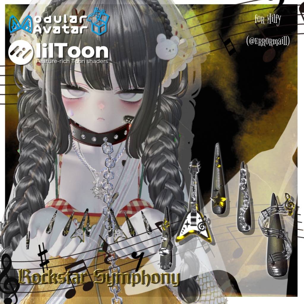 18アバター対応🎸✨Rockstar Symphony Long Nail【MA対応】