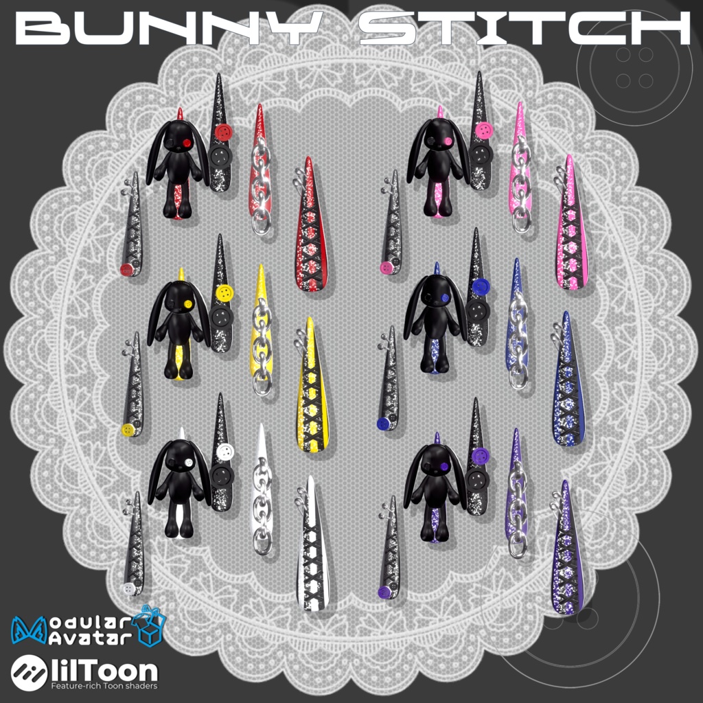 22アバター対応🐰Bunny Stitches Long Nail【MA対応】