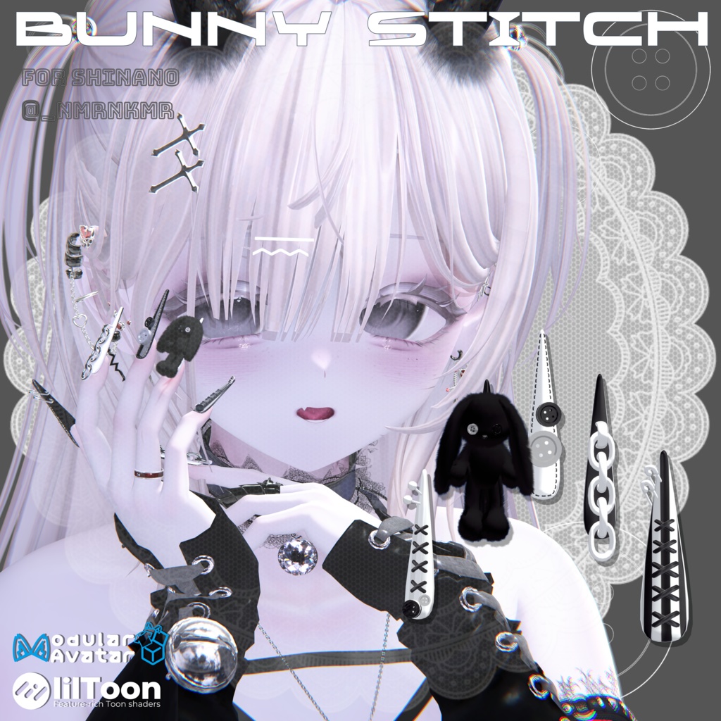 22アバター対応🐰Bunny Stitches Long Nail【MA対応】