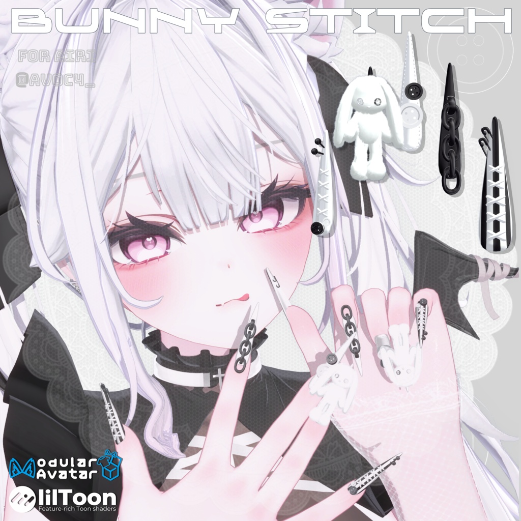 22アバター対応🐰Bunny Stitches Long Nail【MA対応】