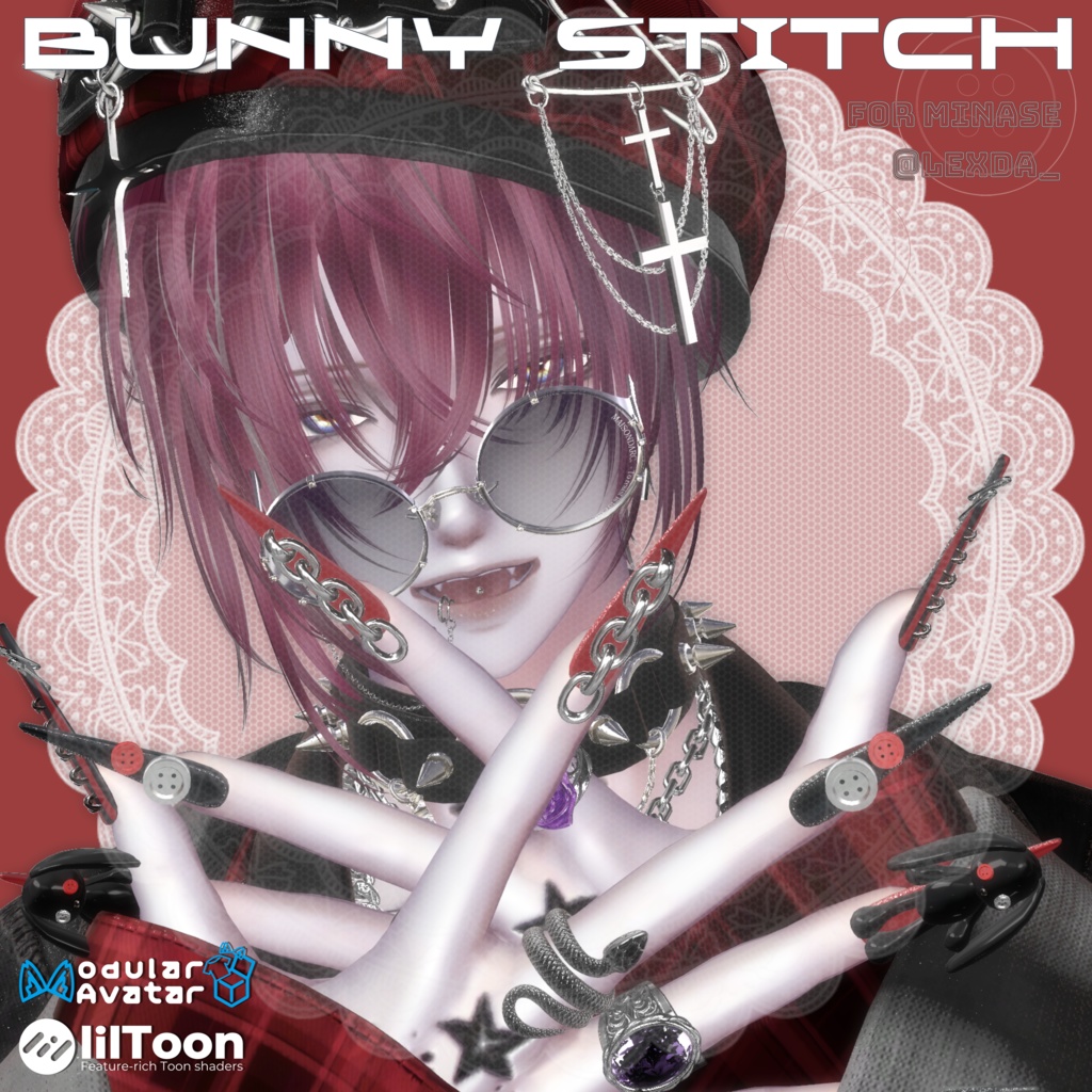 22アバター対応🐰Bunny Stitches Long Nail【MA対応】