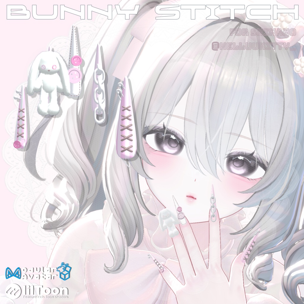 22アバター対応🐰Bunny Stitches Long Nail【MA対応】
