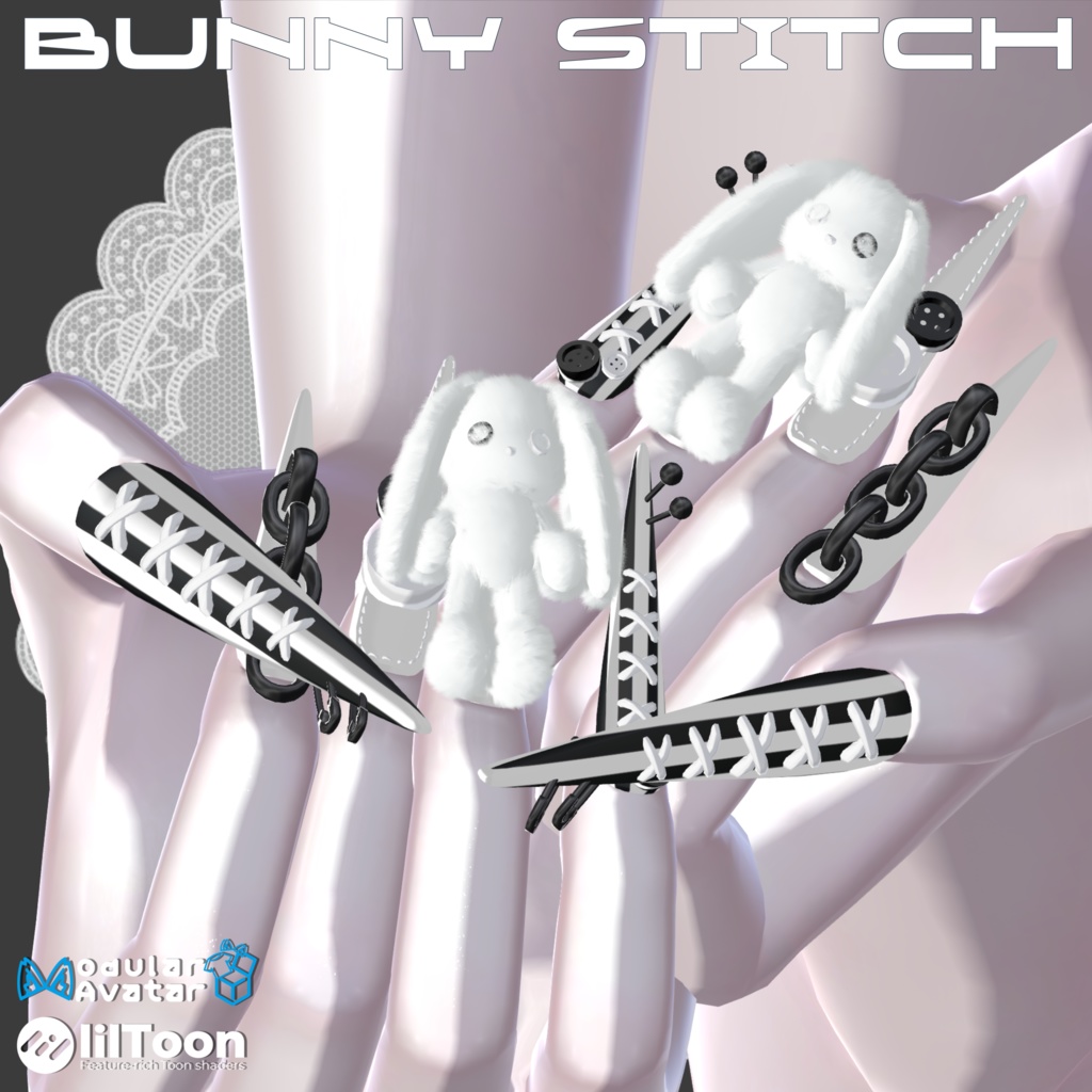 19アバター対応🐰Bunny Stitches Long Nail【MA対応】