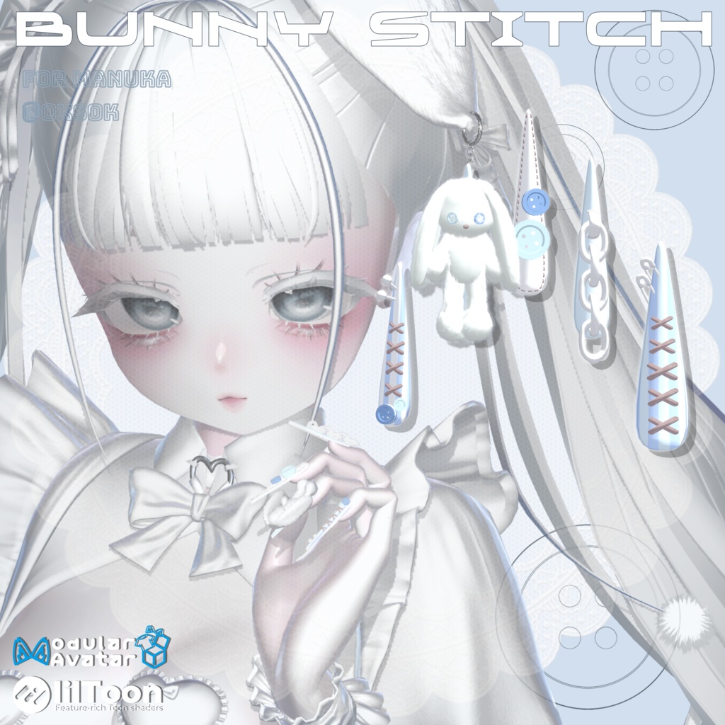 22アバター対応🐰Bunny Stitches Long Nail【MA対応】