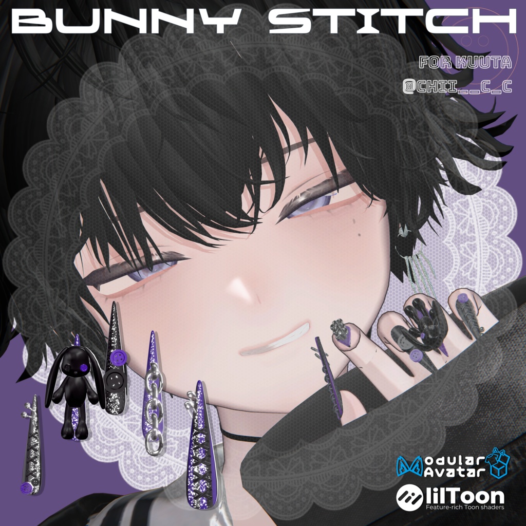 22アバター対応🐰Bunny Stitches Long Nail【MA対応】