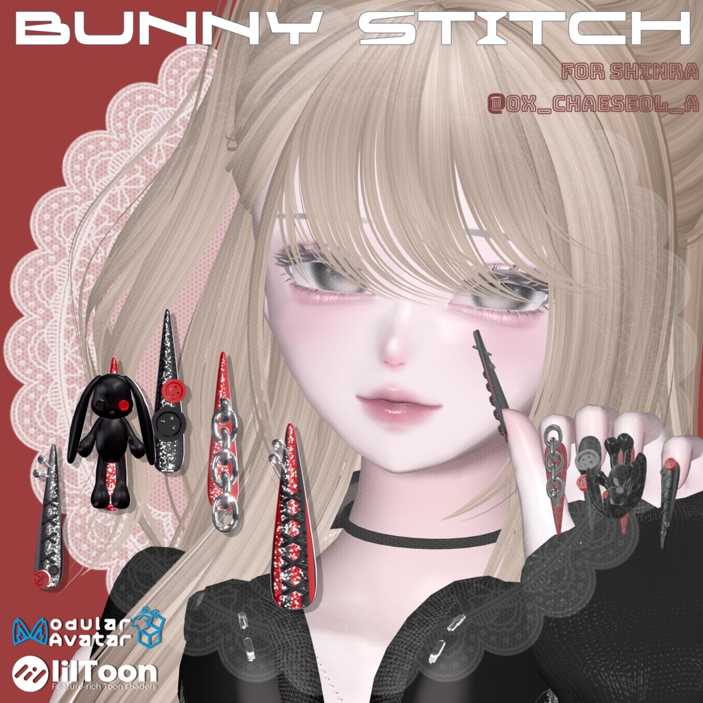 22アバター対応🐰Bunny Stitches Long Nail【MA対応】