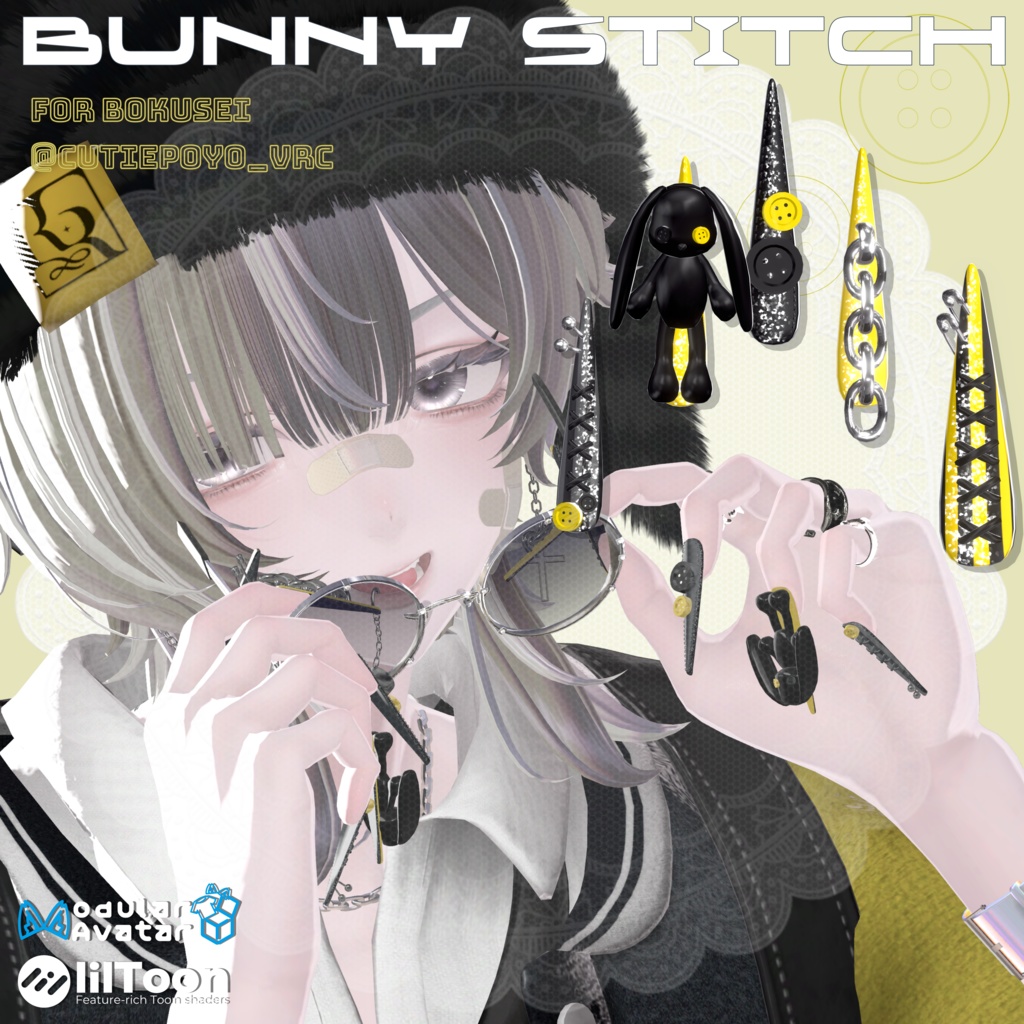 22アバター対応🐰Bunny Stitches Long Nail【MA対応】