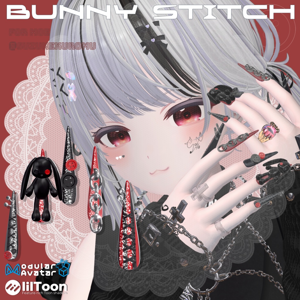 22アバター対応🐰Bunny Stitches Long Nail【MA対応】