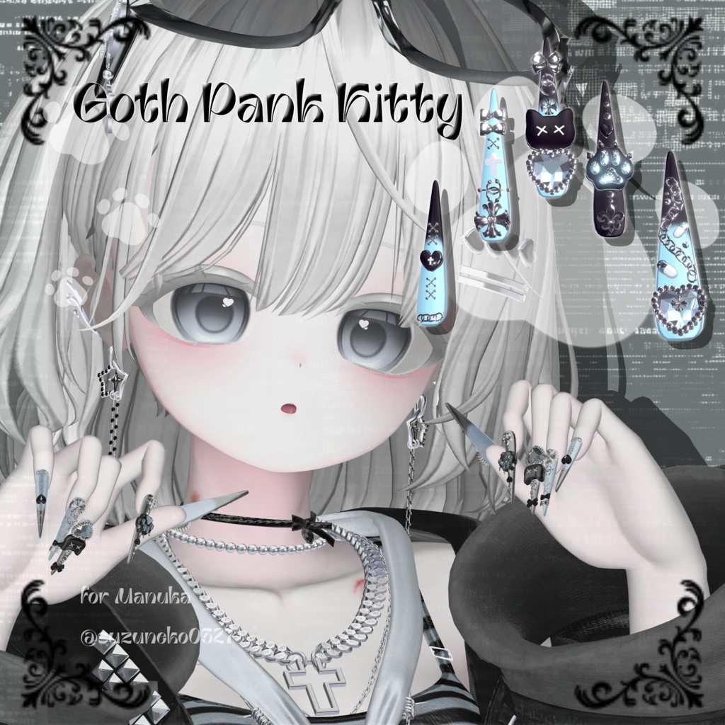 22アバター対応😸Goth Pank Kitty Long Nail【MA対応】