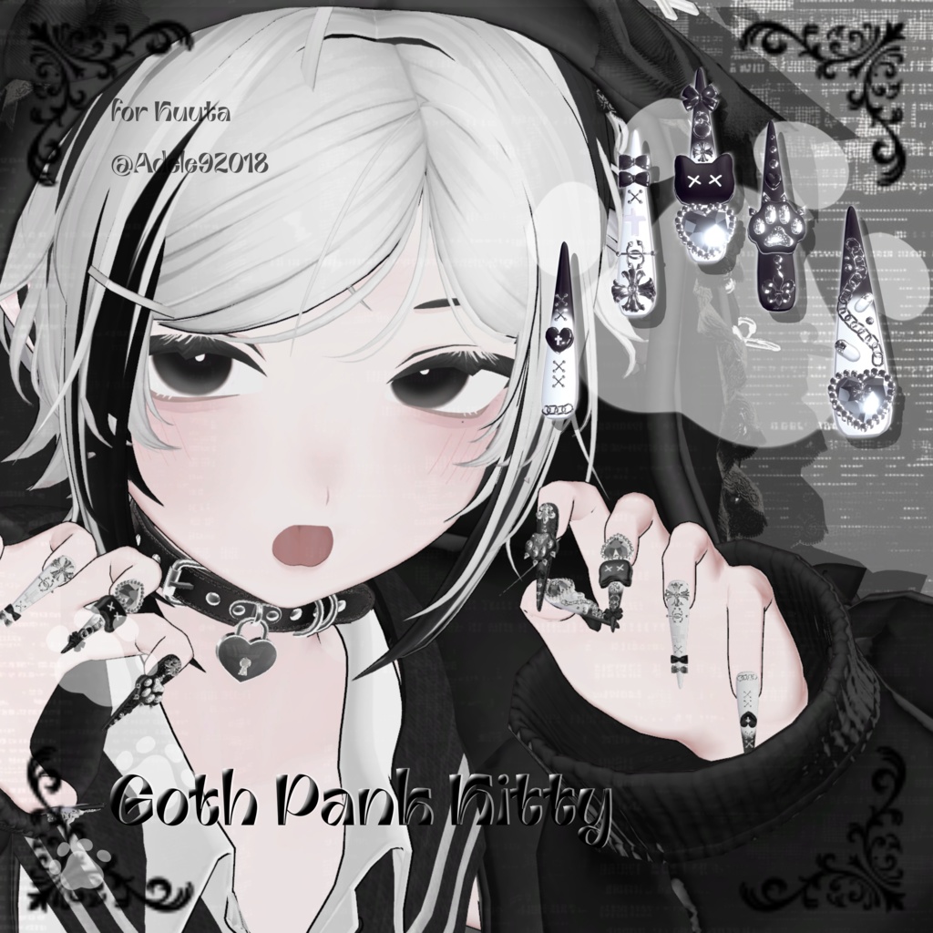 22アバター対応😸Goth Pank Kitty Long Nail【MA対応】