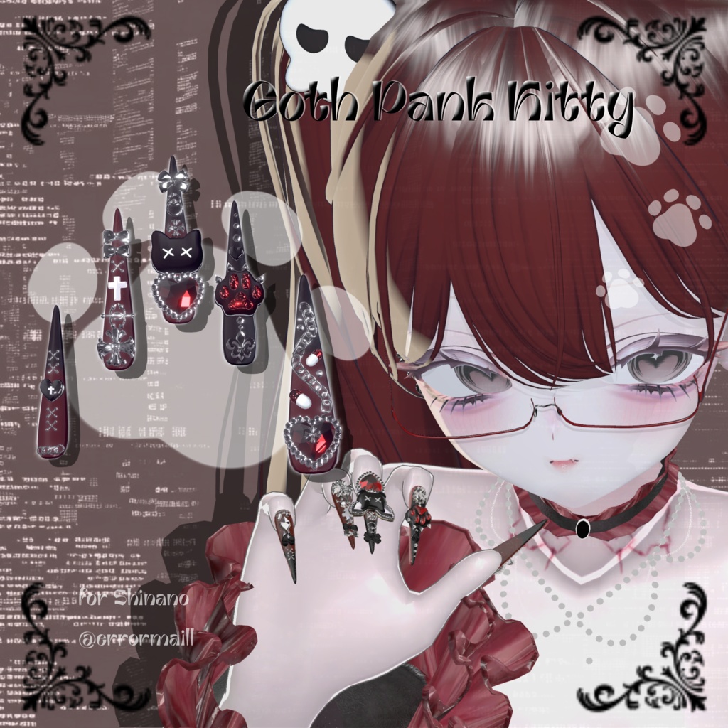 22アバター対応😸Goth Pank Kitty Long Nail【MA対応】