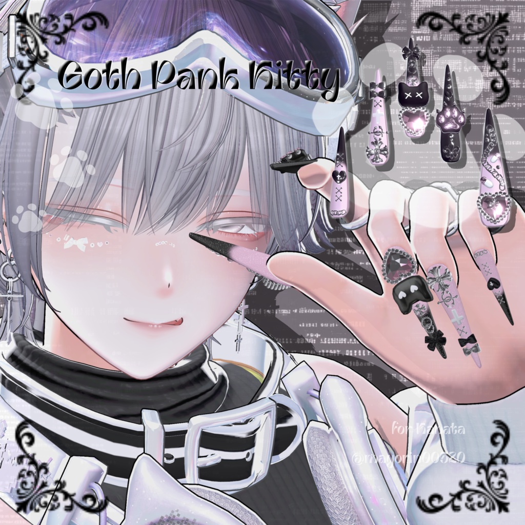 22アバター対応😸Goth Pank Kitty Long Nail【MA対応】