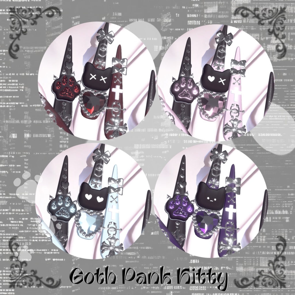 22アバター対応😸Goth Pank Kitty Long Nail【MA対応】