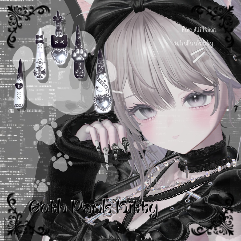 22アバター対応😸Goth Pank Kitty Long Nail【MA対応】