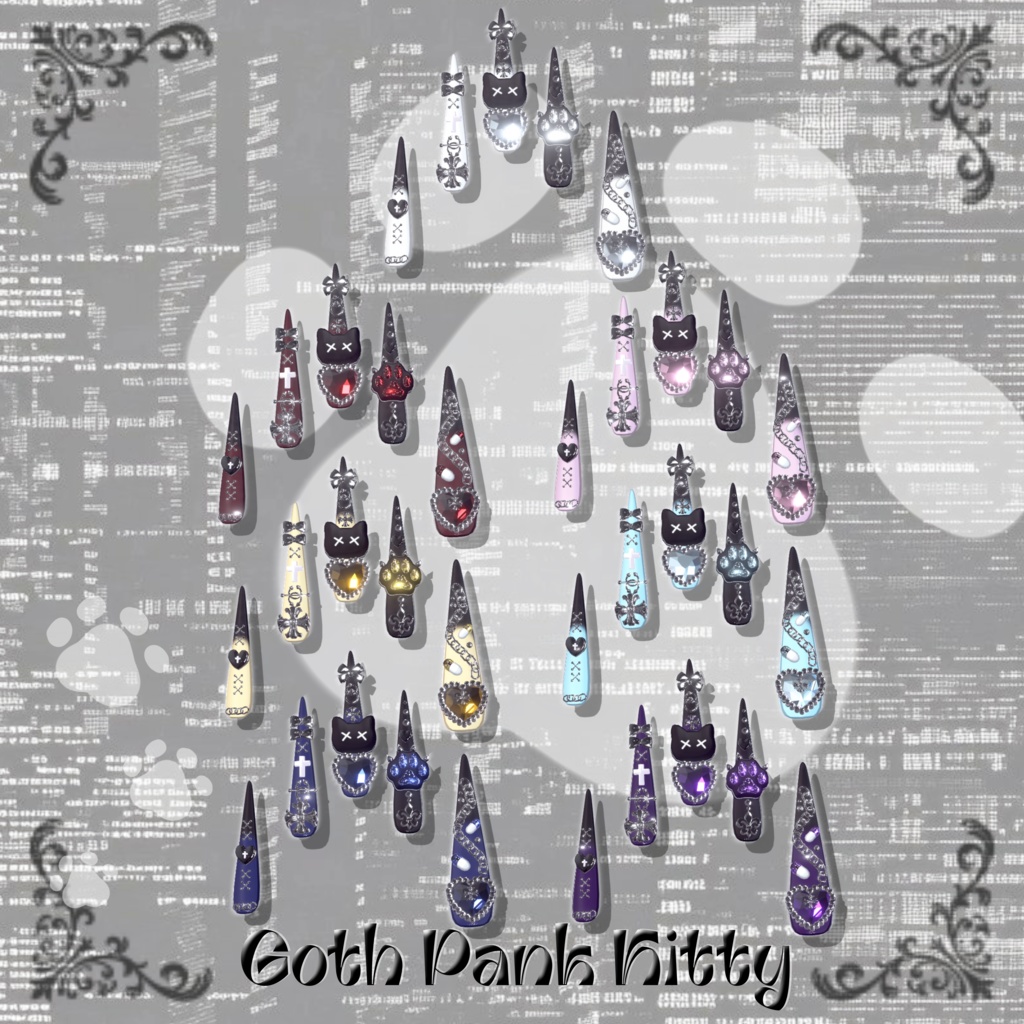 22アバター対応😸Goth Pank Kitty Long Nail【MA対応】