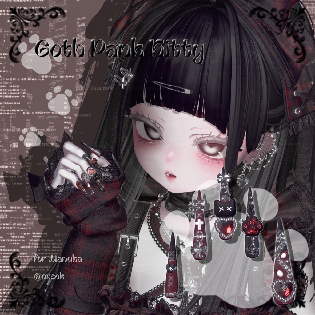 19アバター対応😸Goth Pank Kitty Long Nail【MA対応】
