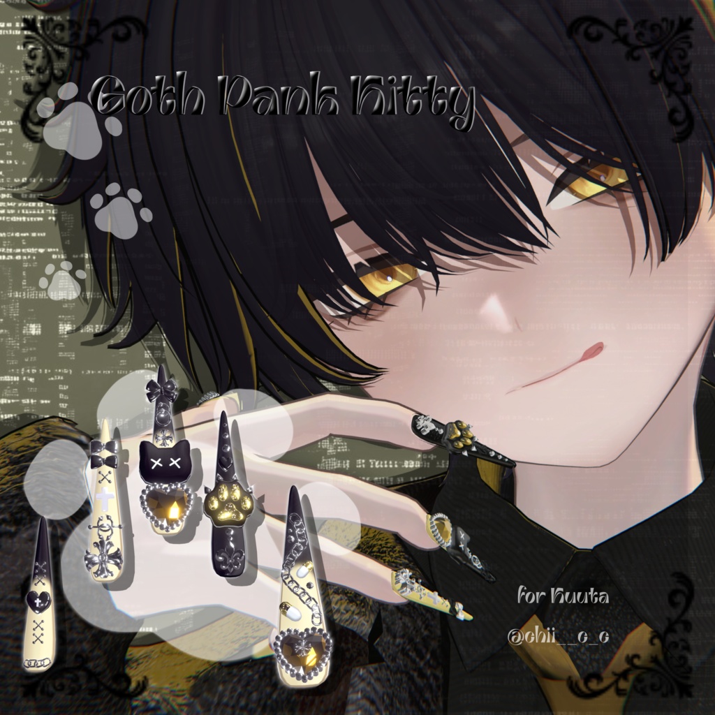 22アバター対応😸Goth Pank Kitty Long Nail【MA対応】