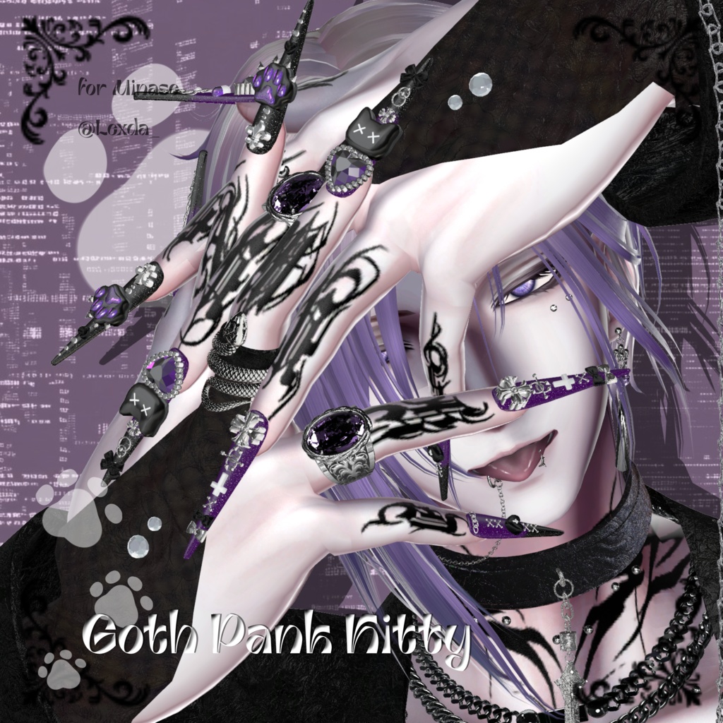 22アバター対応😸Goth Pank Kitty Long Nail【MA対応】