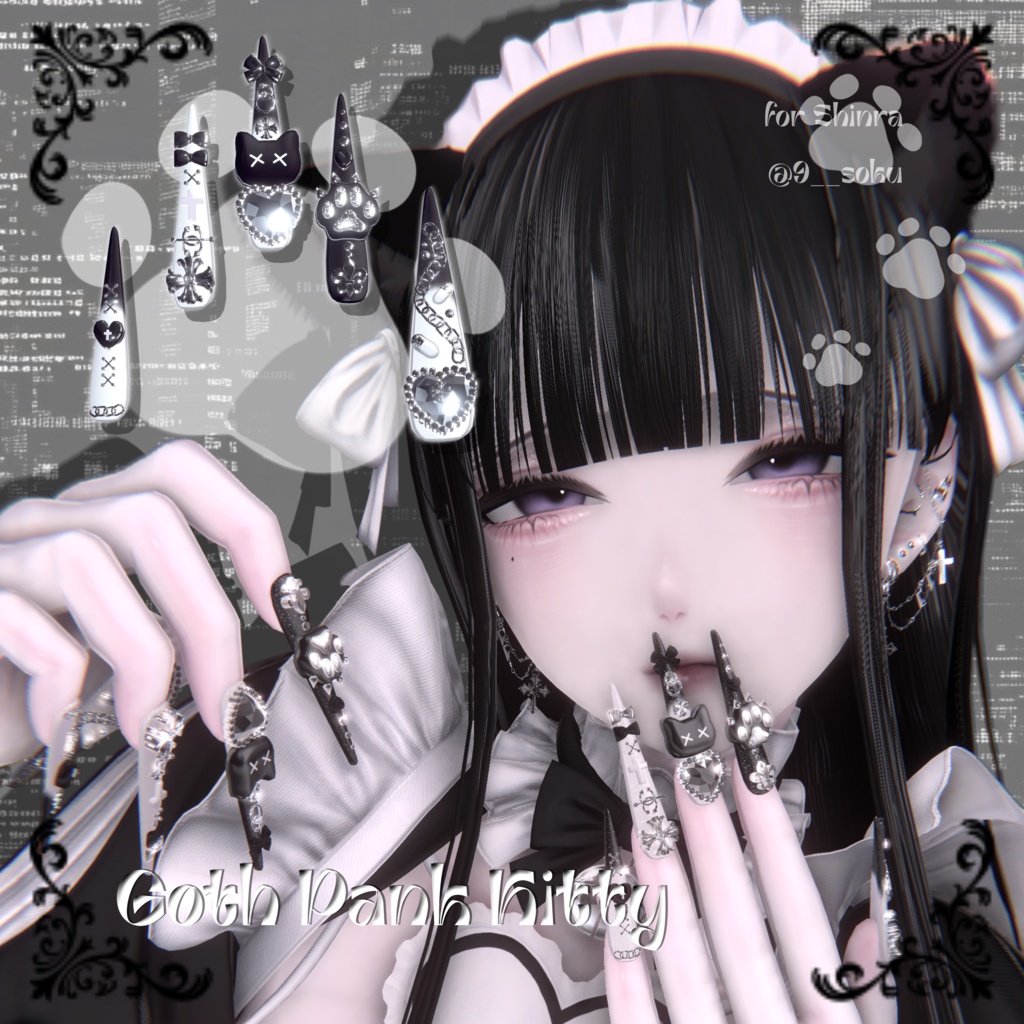 22アバター対応😸Goth Pank Kitty Long Nail【MA対応】