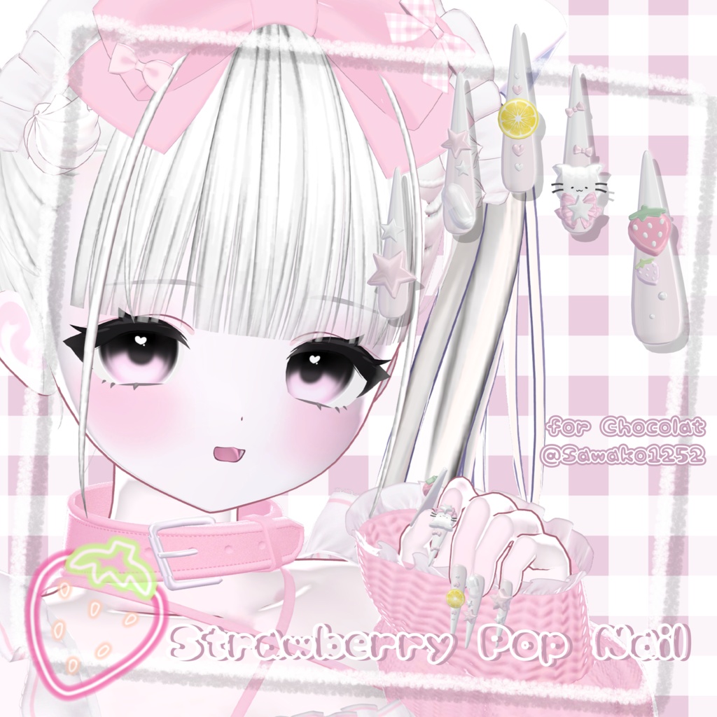 11アバター対応🍓Strawberry Pop Long Nail😸【MA対応】