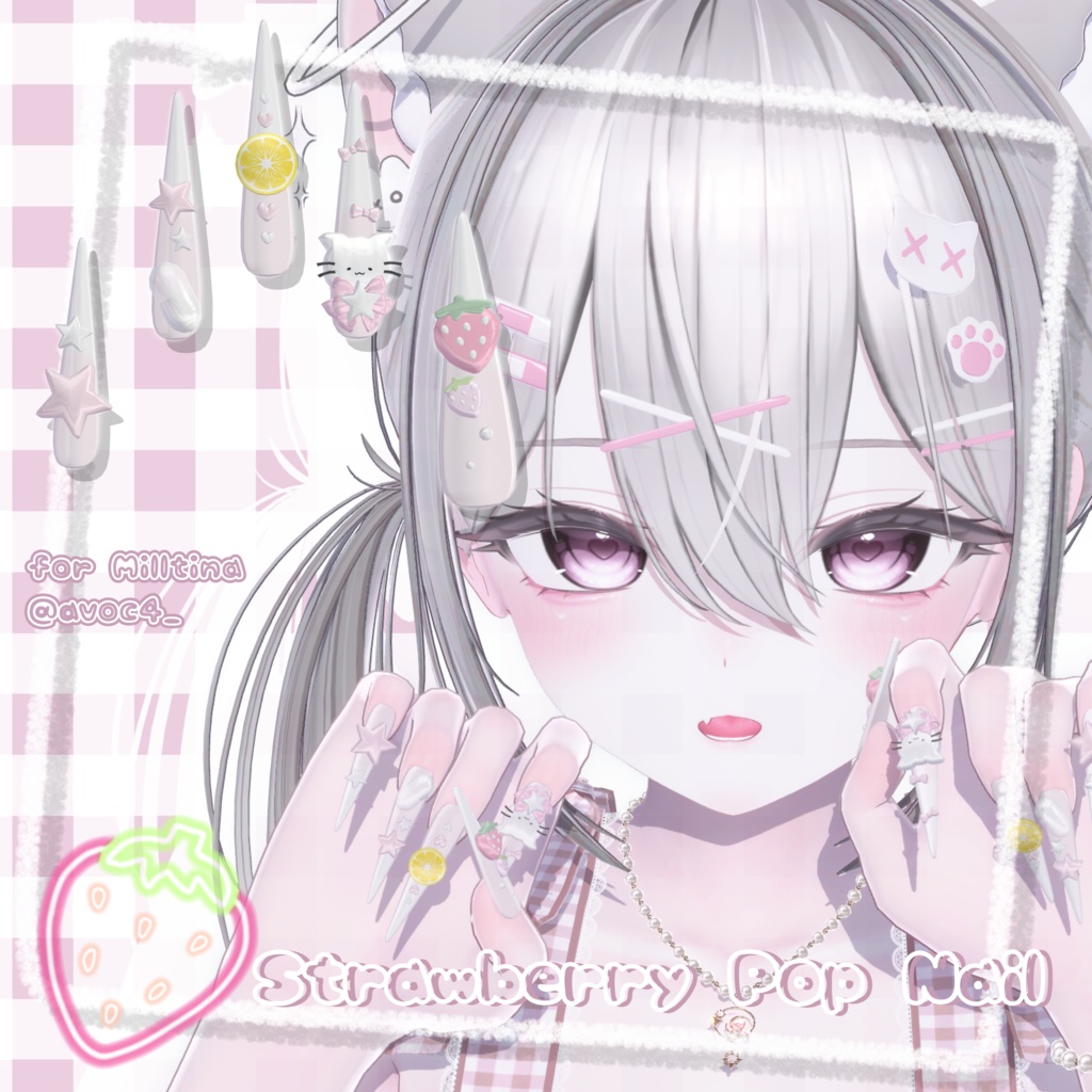 11アバター対応🍓Strawberry Pop Long Nail😸【MA対応】