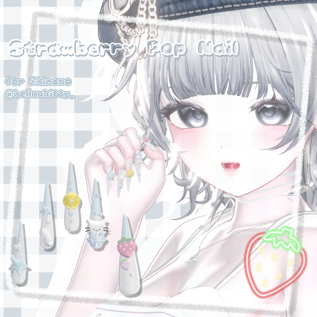 11アバター対応🍓Strawberry Pop Long Nail😸【MA対応】