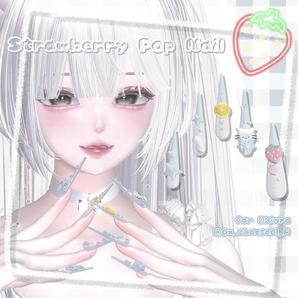 11アバター対応🍓Strawberry Pop Long Nail😸【MA対応】