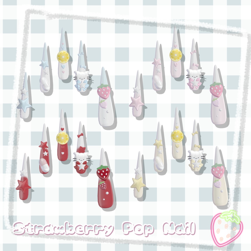 11アバター対応🍓Strawberry Pop Long Nail😸【MA対応】