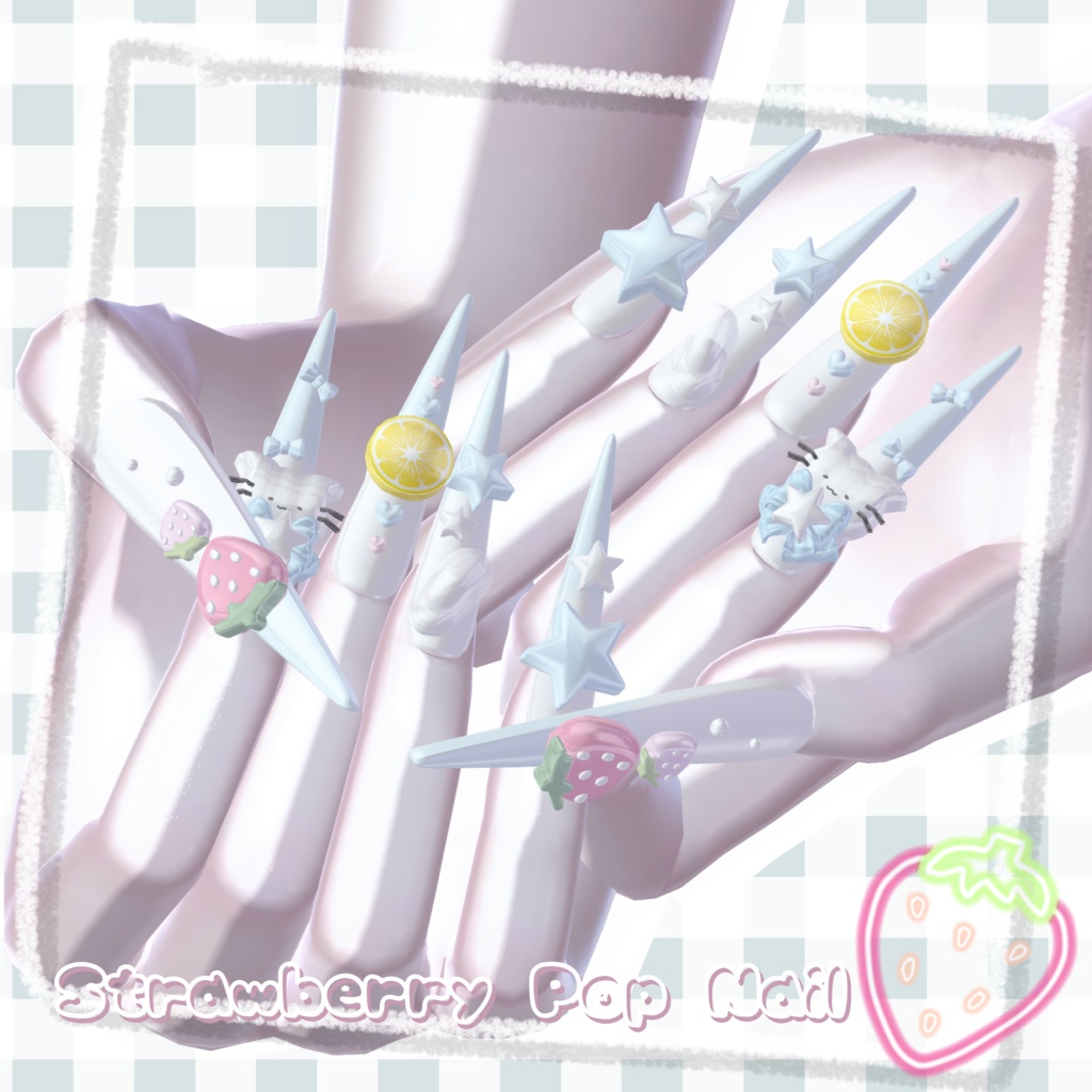 11アバター対応🍓Strawberry Pop Long Nail😸【MA対応】