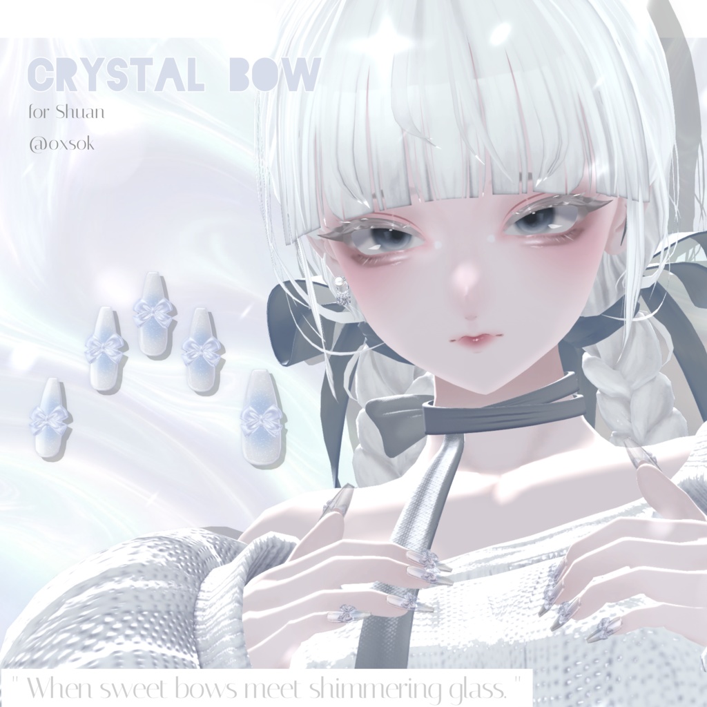16アバター対応🎀Crystal Bow Nail💅【MA対応】