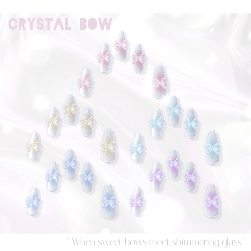 16アバター対応🎀Crystal Bow Nail💅【MA対応】