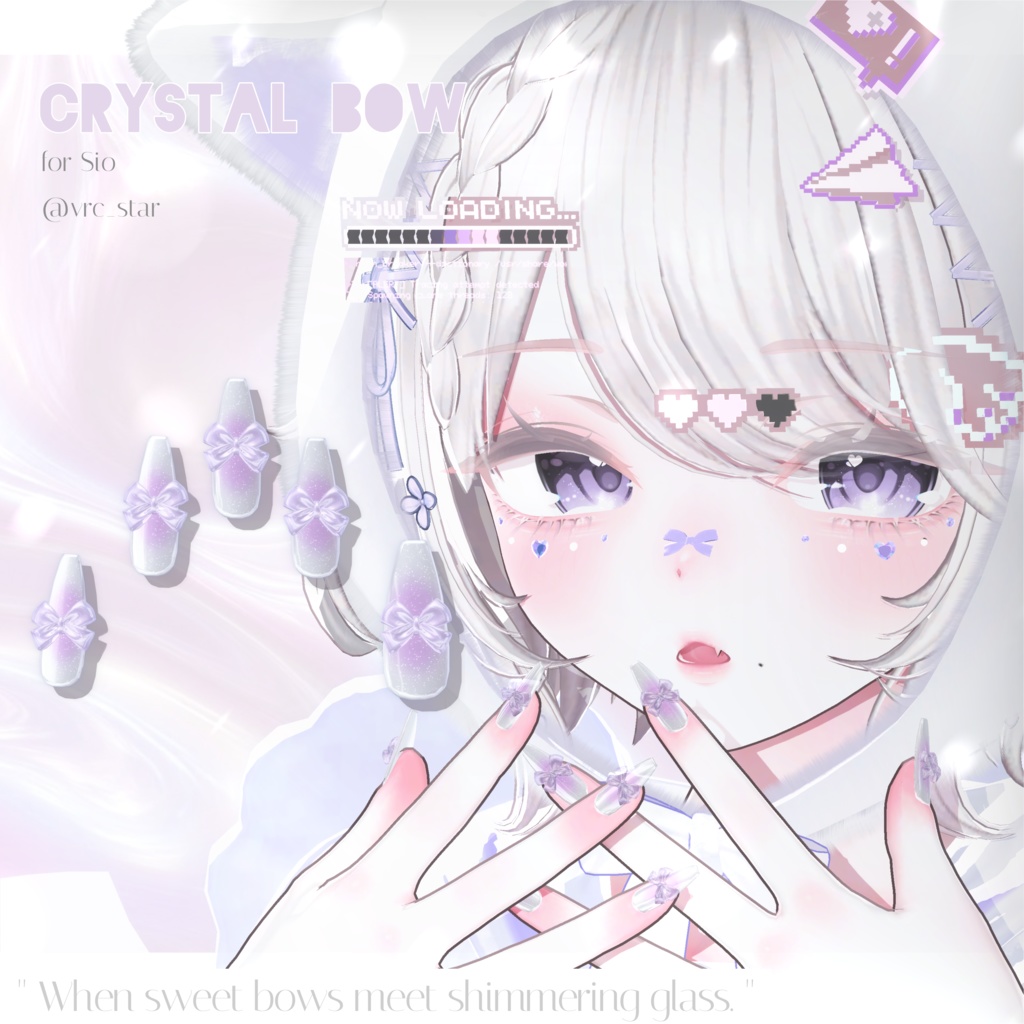 16アバター対応🎀Crystal Bow Nail💅【MA対応】