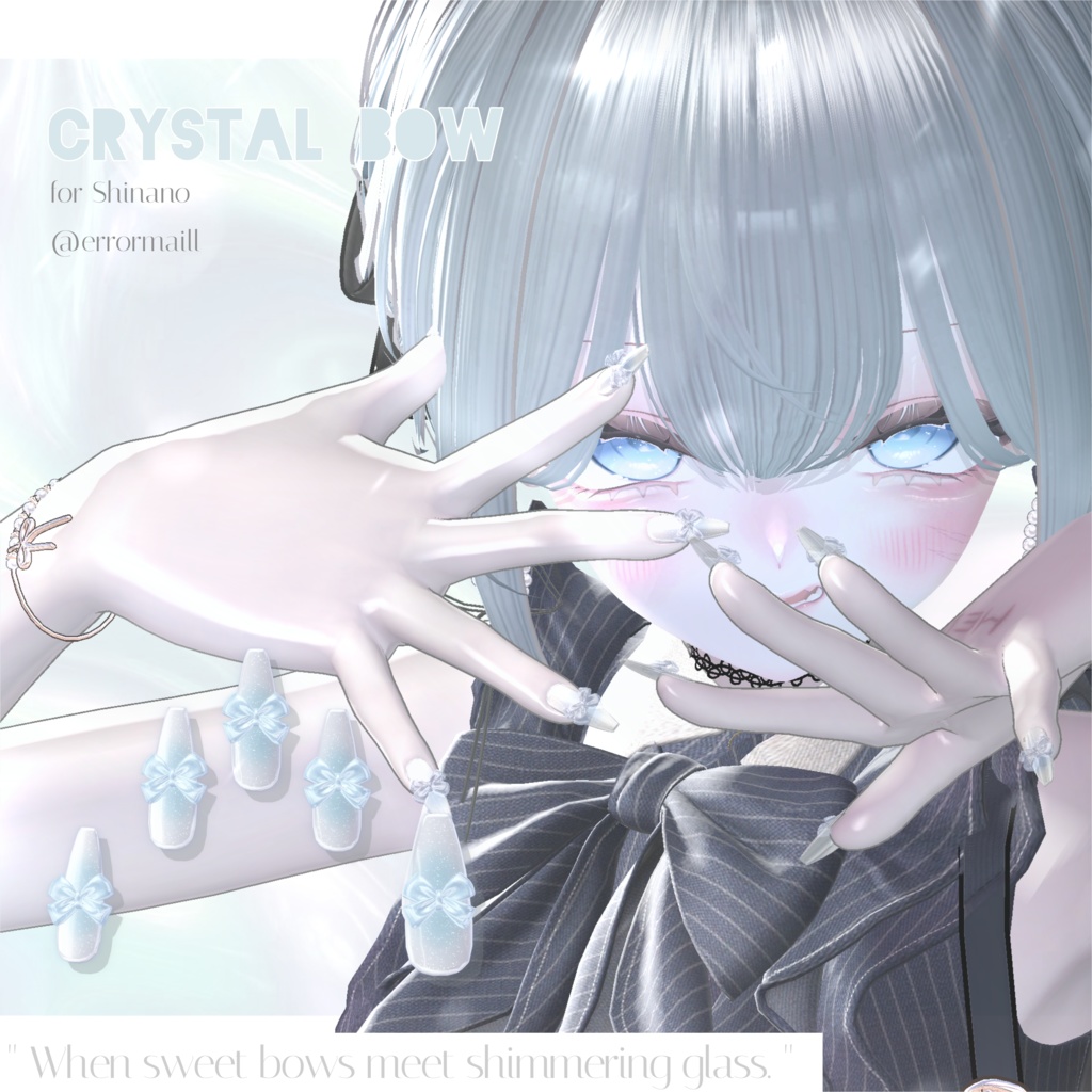 16アバター対応🎀Crystal Bow Nail💅【MA対応】