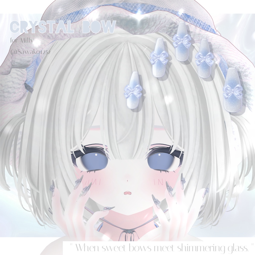 16アバター対応🎀Crystal Bow Nail💅【MA対応】