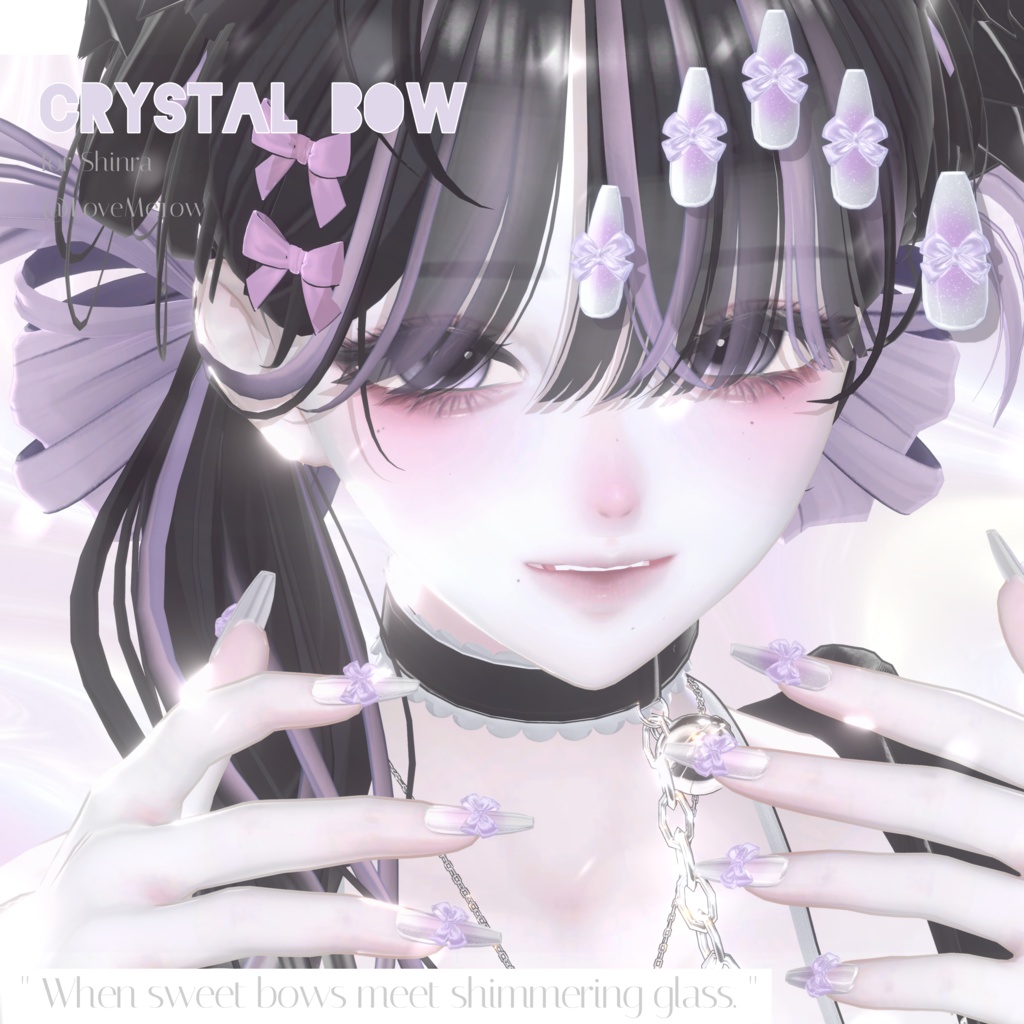 16アバター対応🎀Crystal Bow Nail💅【MA対応】