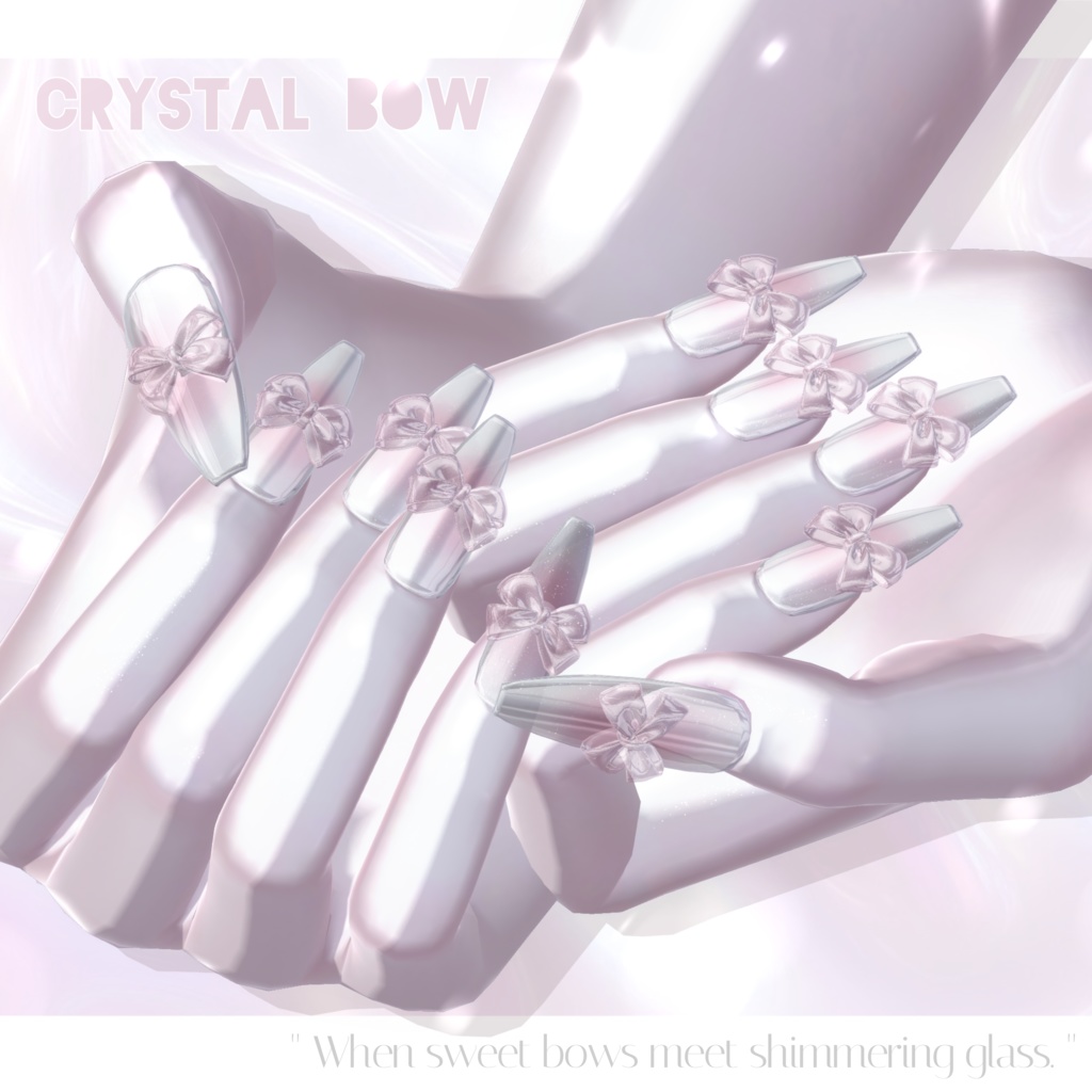 《 3日30%SALE 》13アバター対応🎀Crystal Bow Nail💅【MA対応】