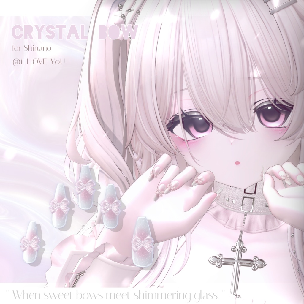 16アバター対応🎀Crystal Bow Nail💅【MA対応】