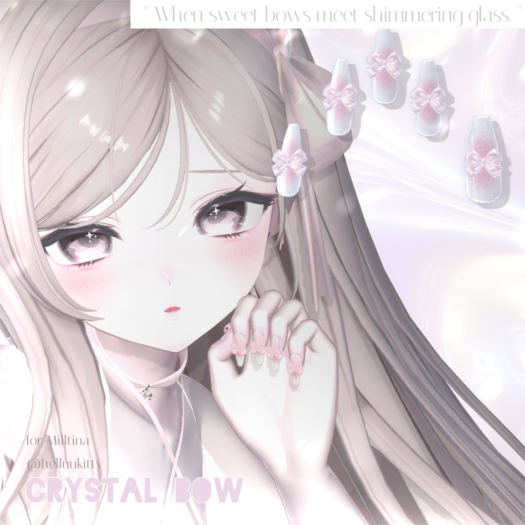 16アバター対応🎀Crystal Bow Nail💅【MA対応】