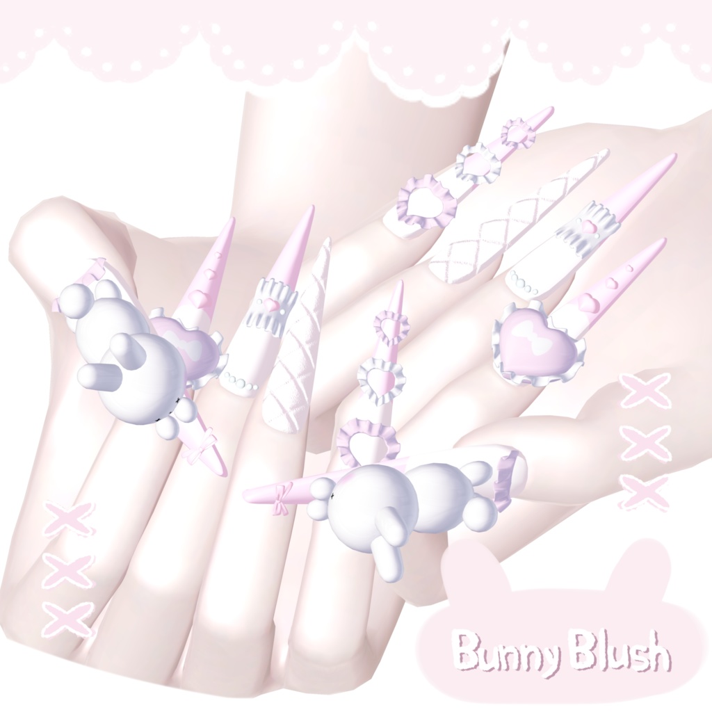 19アバター対応🐰033. Bunny Blush Long Nail -うさぎのほっぺ-【MA対応】