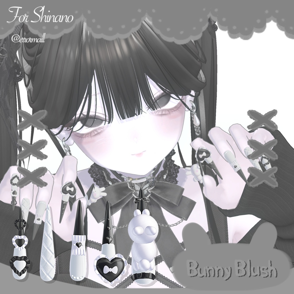 19アバター対応🐰033. Bunny Blush Long Nail -うさぎのほっぺ-【MA対応】