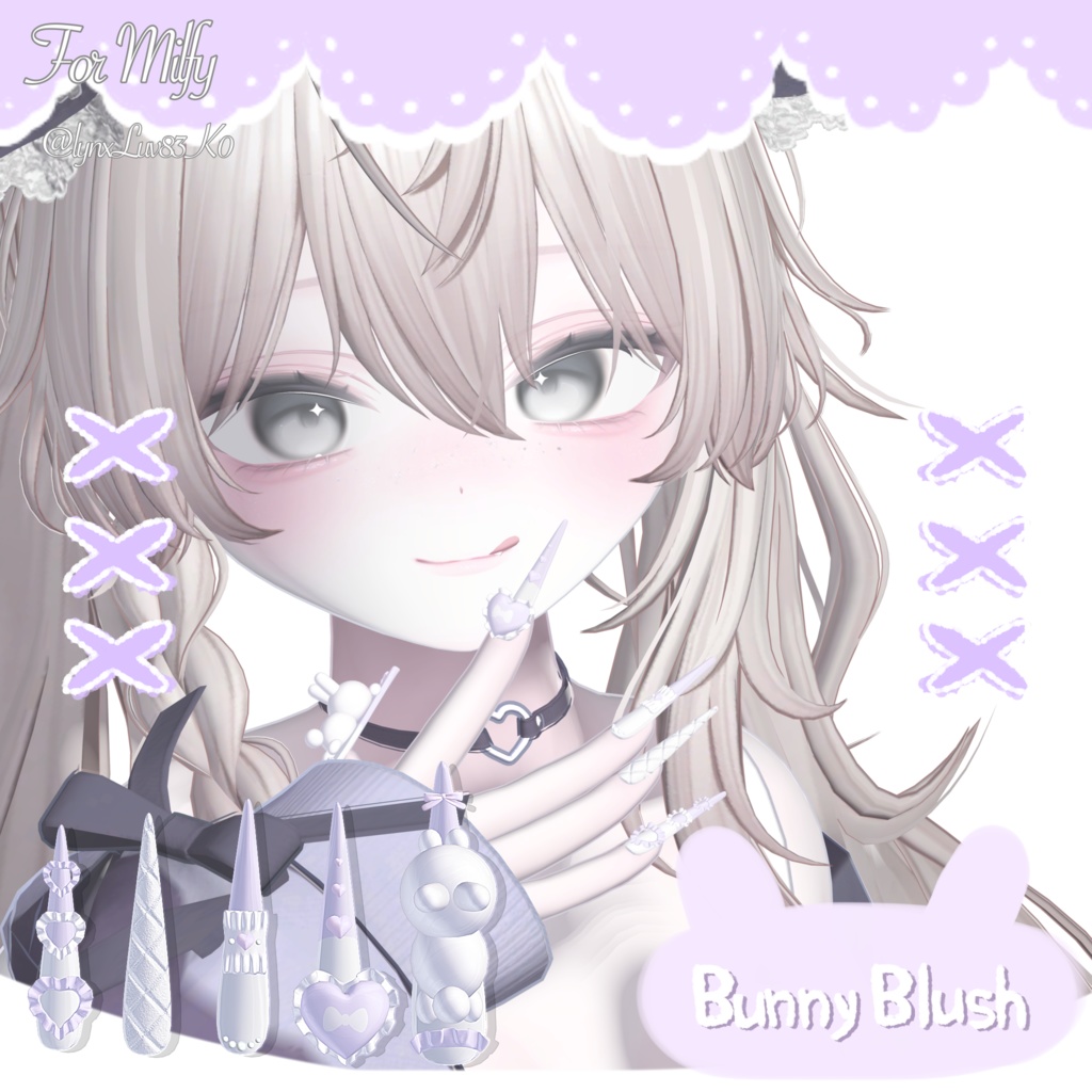 19アバター対応🐰033. Bunny Blush Long Nail -うさぎのほっぺ-【MA対応】