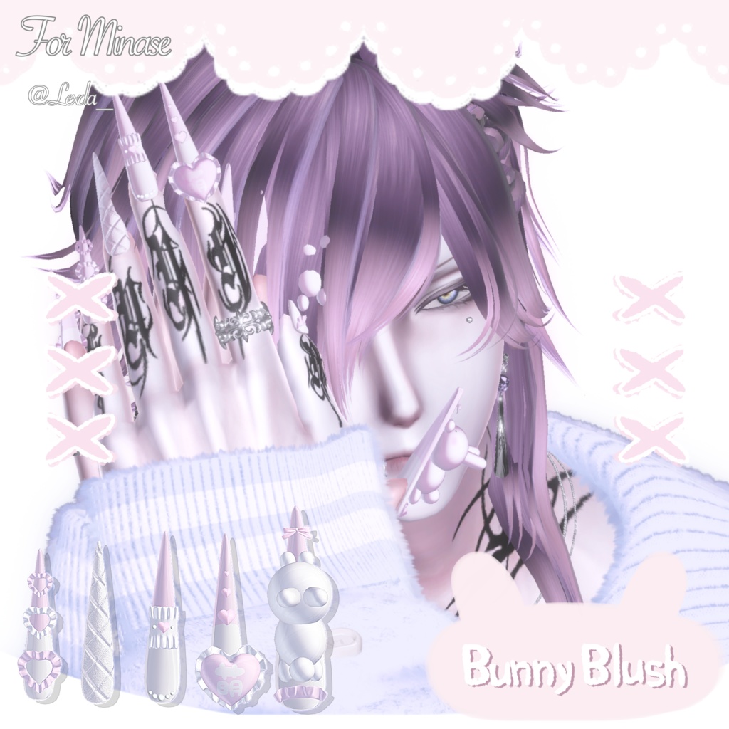 19アバター対応🐰033. Bunny Blush Long Nail -うさぎのほっぺ-【MA対応】