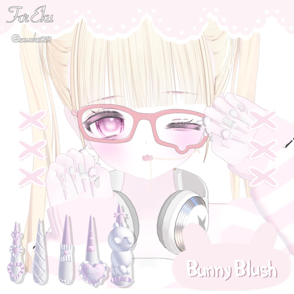 19アバター対応🐰033. Bunny Blush Long Nail -うさぎのほっぺ-【MA対応】
