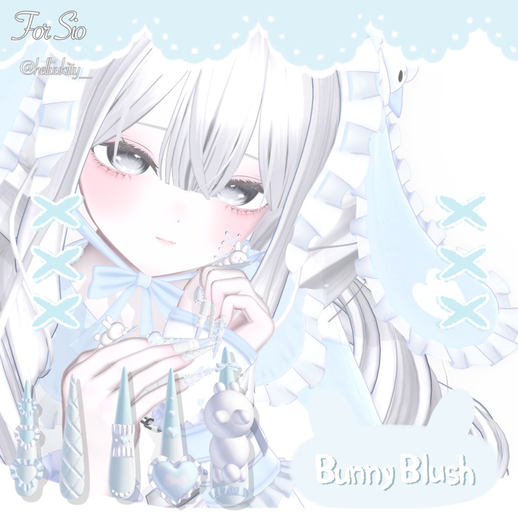 19アバター対応🐰033. Bunny Blush Long Nail -うさぎのほっぺ-【MA対応】