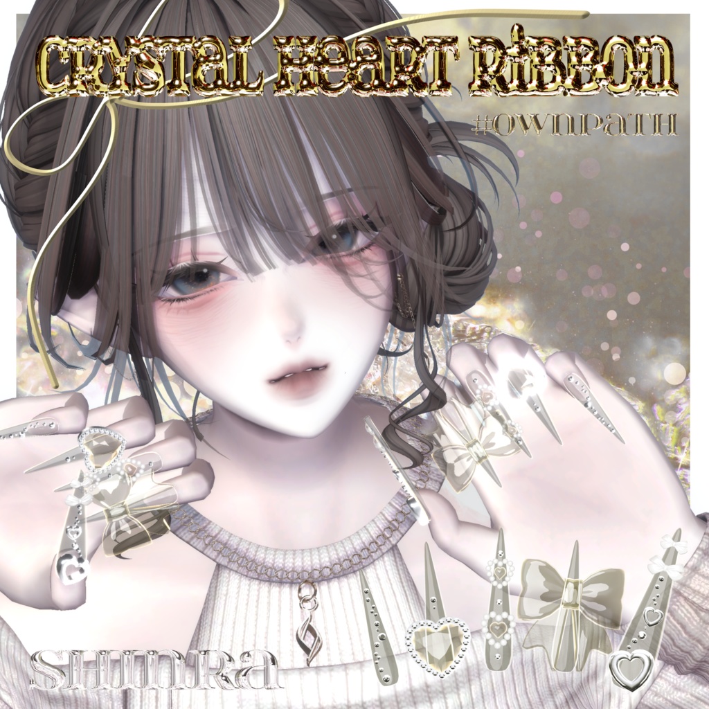 SALE🌟21アバター対応💎Crystal Heart Ribbon🎀【MA対応】